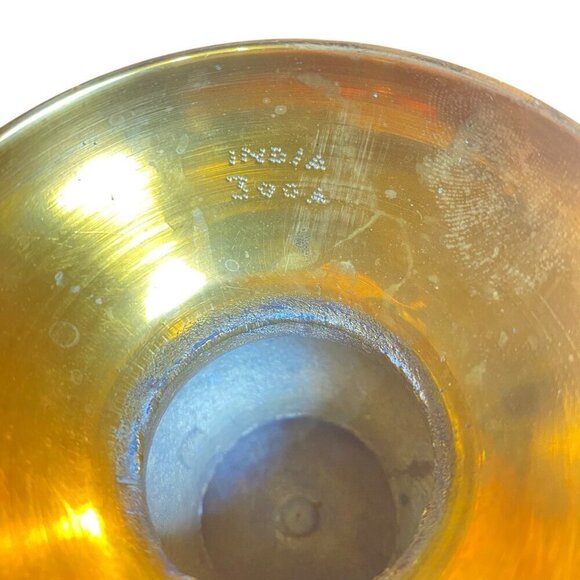 Vintage Brass Pedestal Bowl  Footed Dish Compote India 300A Unpolished As Found - Picture 2 of 6